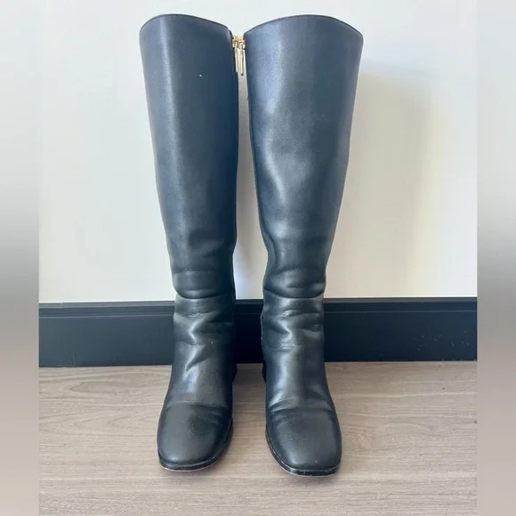 Coach Black Knee-High Block Heel Leather Boots 🖤 - Picture 10 of 16